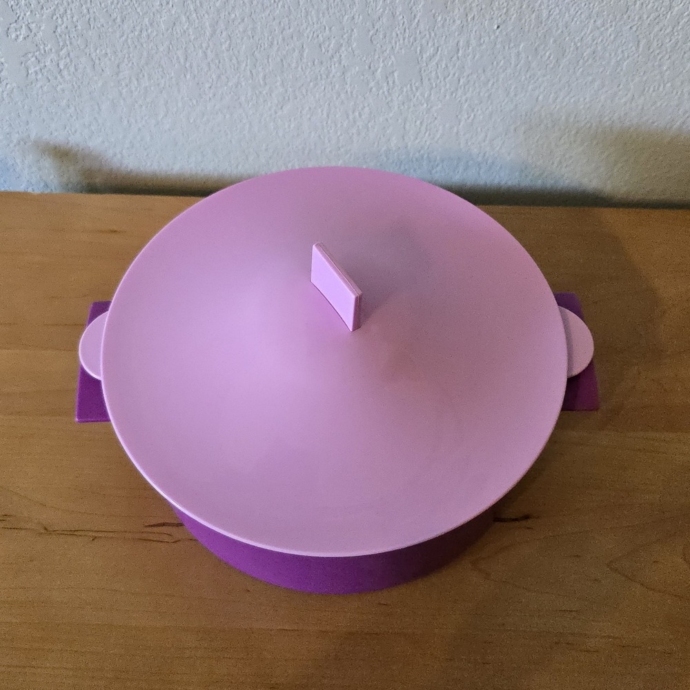 Tupperware 3 Piece Microwave Steamer Cooker Strainer & Lid Purple Kitchen Vtg - Picture 2 of 5